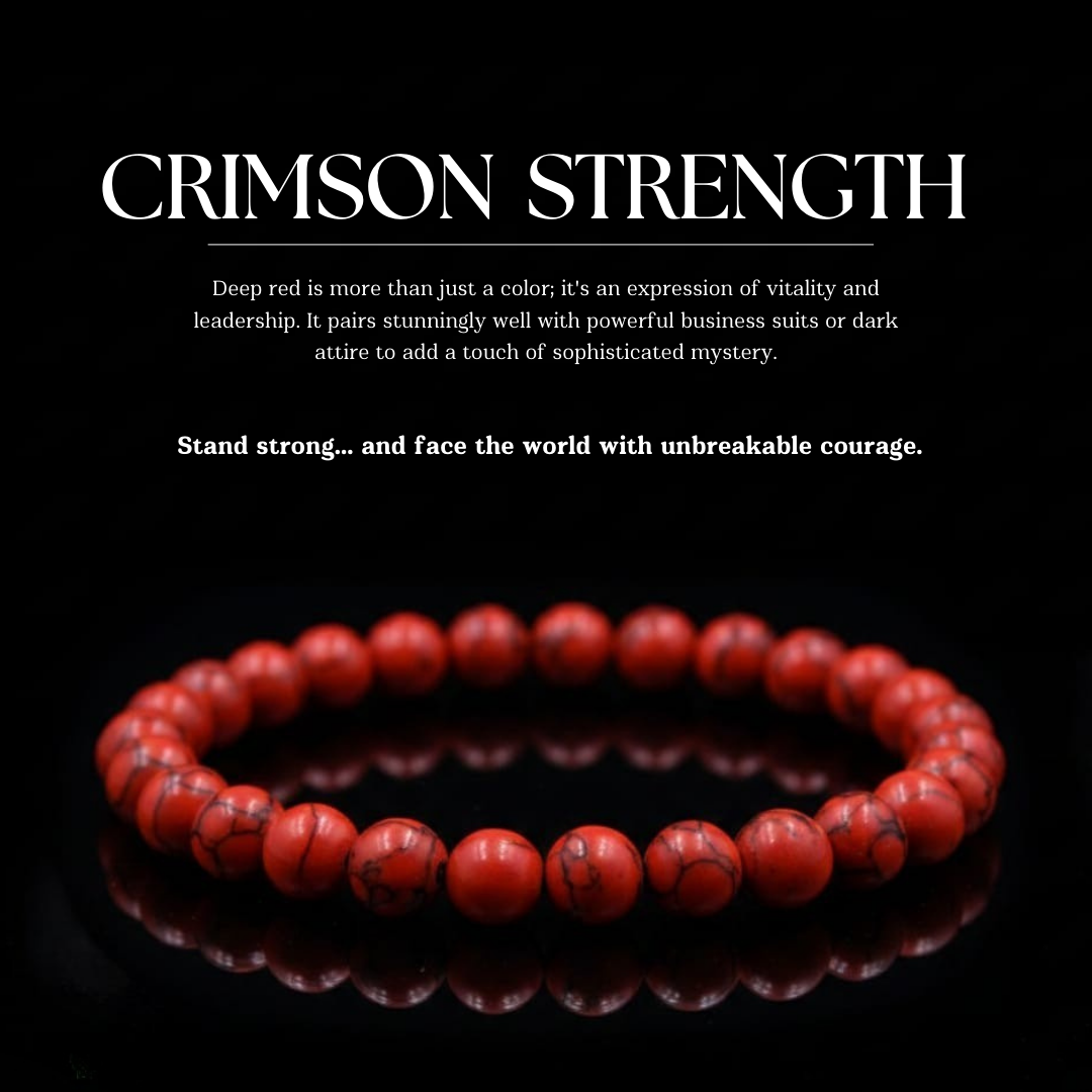 "Crimson Strength": Natural Earth Stones and Bold Design.
