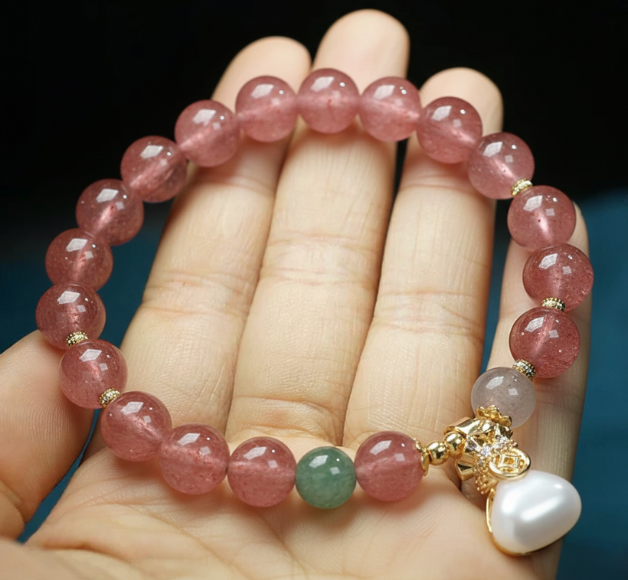 The Abundance Charm - Strawberry Quartz