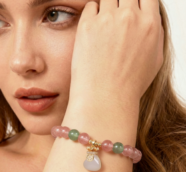 The Abundance Charm - Strawberry Quartz