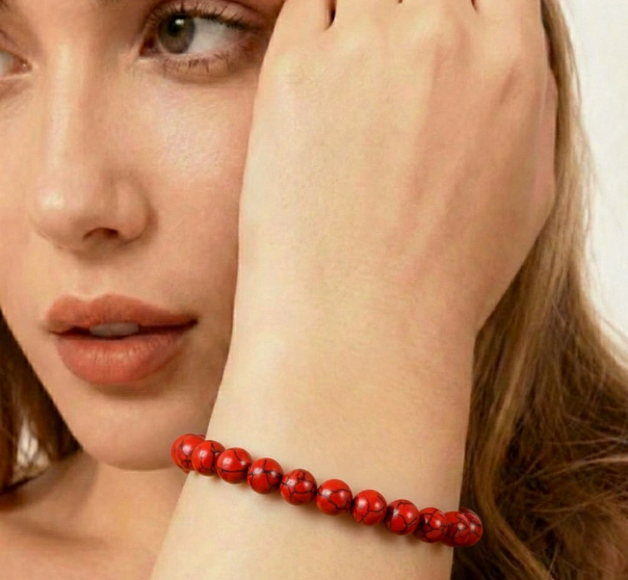 "Crimson Strength": Natural Earth Stones and Bold Design.